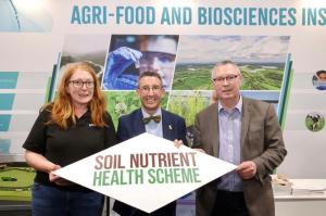 Minister Muir is pictured at the Balmoral Show with Dr Rachel Cassidy, AFBI and Stanley McDowell, AFBI Chief Executive