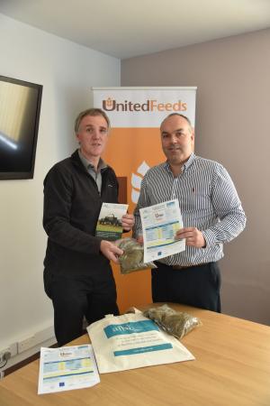 John Archer (AFBI) discusses this year’s silage analysis with Clarence Calderwood, Ruminant Sales Adviser, United Feeds who has used the service for over twenty years John Archer (AFBI) discusses this year’s silage analysis with Clarence Calderwood, Ruminant Sales Adviser, United Feeds who has used the service for over twenty years