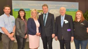 L-R Dr Conrad Ferris AFBI Hillsborough, Maria Guelbenzu, VSD, Minister Michelle O'Neill MLA, Prof Seamus Kennedy, AFBI CEO, Dr Cecil McMurray, AFBI Board and Kathryn Robinson, VSD Balmoral 2015
