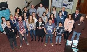 Some of the students who attend the Symposium along with Professor Seamus Kennedy (CEO, AFBI) and Dr Cecil McMurray (AFBI-Board member) Some of the students who attend the Symposium along with Professor Seamus Kennedy (CEO, AFBI) and Dr Cecil McMurray (AFBI-Board member)