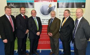 Professor Seamus Kennedy (L) and Dr Sinclair Mayne (R) (AFBI) launch the Federation of Animal Science Annual Conference to be held in Belfast in 2016 with Dr Andrea Rosati (Federation General Secretary), Prof Philippe Chemineau (Federation President, INRA Professor Seamus Kennedy (L) and Dr Sinclair Mayne (R) (AFBI) launch the Federation of Animal Science Annual Conference to be held in Belfast in 2016 with Dr Andrea Rosati (Federation General Secretary), Prof Philippe Chemineau (Federation President, INRA