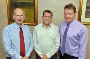 Dr Sinclair Mayne, Mr Eugene Philhower and Professor Seamus Kennedy at AFBI Newforge Dr Sinclair Mayne, Mr Eugene Philhower and Professor Seamus Kennedy at AFBI Newforge