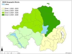 The location and sampling period for the Geographic Blocks within the Soil Nutrient Health Scheme (SNHS).
