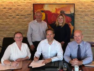 Front row - Dr Elizabeth Magowan, AFBI Director; Mr Bastiaan Barenbrug, CEO of the Royal Barenbrug Group; Dr Sinclair Mayne, CEO AFBI. Back row- David Johnston and Dr Gillian Young, Grass Breeders, AFBI Front row - Dr Elizabeth Magowan, AFBI Director; Mr Bastiaan Barenbrug, CEO of the Royal Barenbrug Group; Dr Sinclair Mayne, CEO AFBI. Back row- David Johnston and Dr Gillian Young, Grass Breeders, AFBI