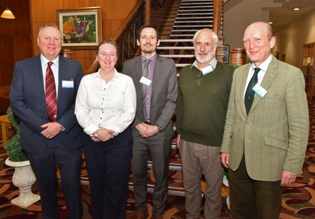 The organisers and chairs: Mr Hamilton Loney (NI Fruit Growers Assoc), Dr Elizabeth Magowan (Head of SAFSD, AFBI), Dr Richard O’Hanlon (AFBI), Mr Peter Archdale, Mr Stuart Morwood (Forest Service, DAERA) The organisers and chairs: Mr Hamilton Loney (NI Fruit Growers Assoc), Dr Elizabeth Magowan (Head of SAFSD, AFBI), Dr Richard O’Hanlon (AFBI), Mr Peter Archdale, Mr Stuart Morwood (Forest Service, DAERA)