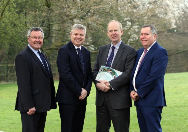 Pictured at the conference, from left are Tim Bennett Chairman CIEL, Noel Lavery Permanent Secretary DAERA, Dr Sinclair Mayne Chief Executive AFBI and Colm McKenna, Chair of AFBI board Pictured at the conference, from left are Tim Bennett Chairman CIEL, Noel Lavery Permanent Secretary DAERA, Dr Sinclair Mayne Chief Executive AFBI and Colm McKenna, Chair of AFBI board