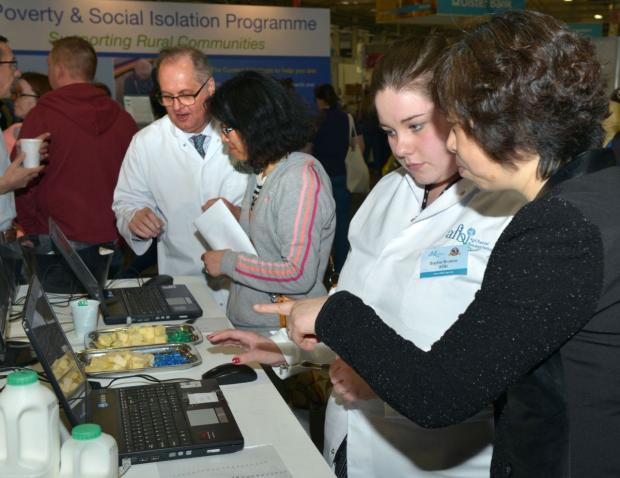 Chinese Consul General Madam Wang takes part in the AFBI sensory evaluation study of cheese at Balmoral Show 2016 Chinese Consul General Madam Wang takes part in the AFBI sensory evaluation study of cheese at Balmoral Show 2016