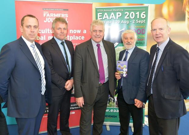 Justin McCarthy (IFJ), Barclay Bell (UFU), Jim Nicholson (MEP), Mike Steele (BSAS) and Sinclair Mayne (AFBI) pictured at the IFJ Breakfast event at the Balmoral Show Justin McCarthy (IFJ), Barclay Bell (UFU), Jim Nicholson (MEP), Mike Steele (BSAS) and Sinclair Mayne (AFBI) pictured at the IFJ Breakfast event at the Balmoral Show