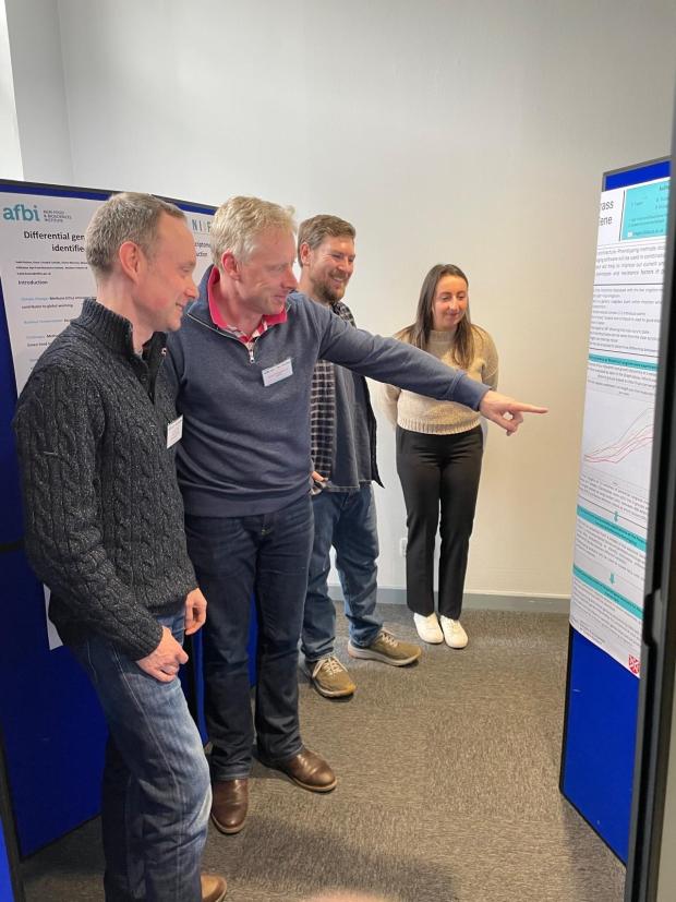 Visiting the poster displays are Loran O’Neill (DAFM), James O’Shaughnessy (DAFM), Declan Murphy (DAFM) and Emma Fuller (Teagasc) Visiting the poster displays are Loran O’Neill (DAFM), James O’Shaughnessy (DAFM), Declan Murphy (DAFM) and Emma Fuller (Teagasc)