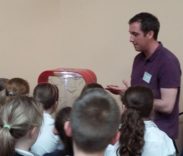 Pupils from Creggan Primary School and St Oliver Plunkett’s Primary School are shown elvers by Conor Dolan from AFBI as part of the Toome Eel Fisheries School Day Pupils from Creggan Primary School and St Oliver Plunkett’s Primary School are shown elvers by Conor Dolan from AFBI as part of the Toome Eel Fisheries School Day