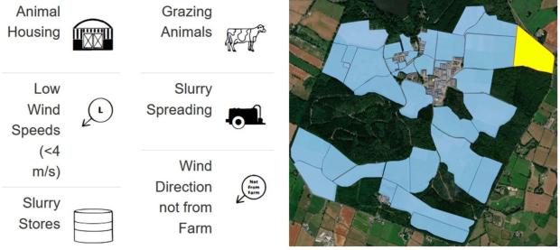 Map showing location of slurry spreading event 2
