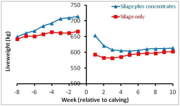 Effects of offering concentrates during the dry period on liveweight changes during the dry period and subsequent lactation Effects of offering concentrates during the dry period on liveweight changes during the dry period and subsequent lactation