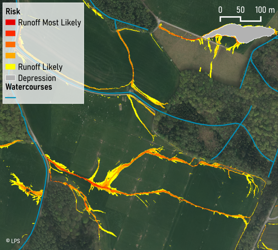 An example of a field-scale runoff risk map produced using this approach An example of a field-scale runoff risk map produced using this approach