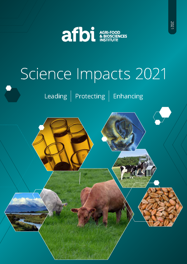 Cover image of the AFBI SCIENCE IMPACTS 2021 document