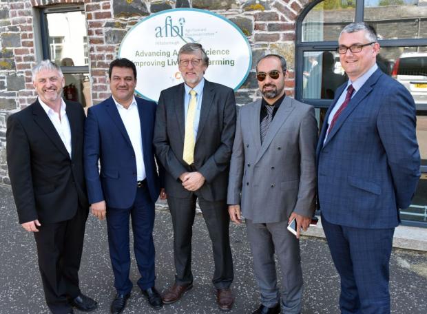 Iranian visitors to AFBI Hillsborough pictured with Professor Trevor Gilliland, AFBI (centre) and Dr Simon Doherty, Blackwater Consultancy, far right
