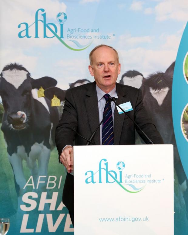 Pictured addressing the conference is Dr Sinclair Mayne Chief Executive AFBI