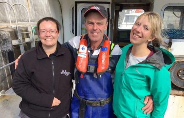 Dr Carrie McMinn (pictured Left) with Mr Peter Boston (Fisherman) and Ruth Sanderson (BBC NI) during the recent filming for BBC NI Homeground