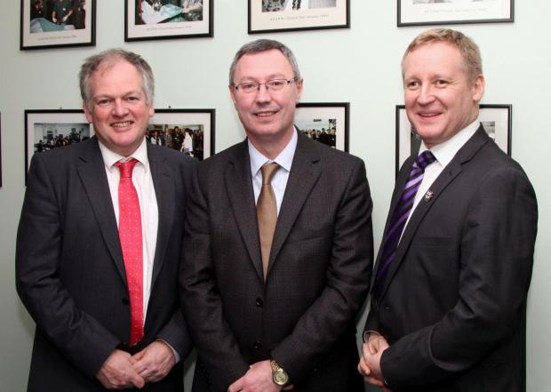 Robert Huey (Chief Veterinary Officer, DARD), Stanley McDowell (Director Veterinary Sciences Division, AFBI) and Prof Stuart Reid (President of the RVCS).