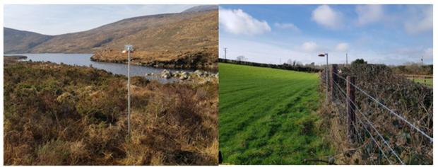 Figure. 2. ALPHA® samplers established at Bencrom (Mourne Mountains) (left) and near Crossgar (right).