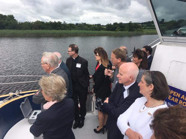 Dr Robert Rosell (AFBI) presenting during the river boat tour