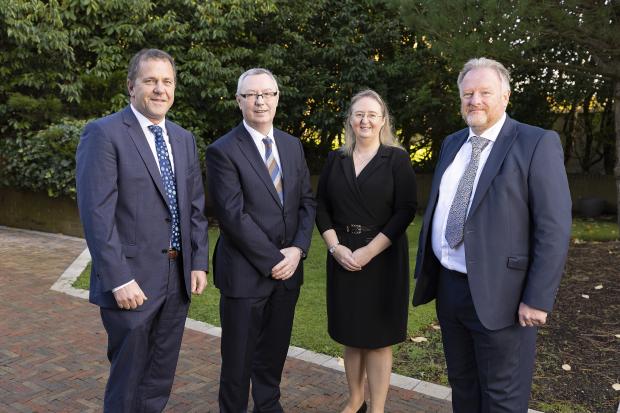 AFBI Executive Management Team, pictured L-R, Mr Pieter-Jan Schön (AFBI Director), Dr Stanley McDowell (AFBI CEO), Professor Elizabeth Magowan (AFBI Director) and Dr Alastair Douglas (AFBI Director).