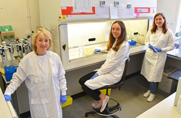 Dr Louise Cosby, Head of Virology Branch, AFBI VSD pictured with Dr Rachel Bell and Dr Hannah Turkington