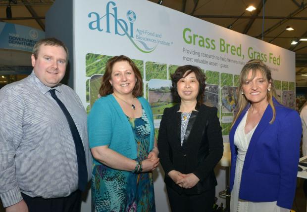 Neill Wallace and Elaine Groom H2020 with Martina Anderson MEP and Madame Wang, Chinese Consul General at the Balmoral Show