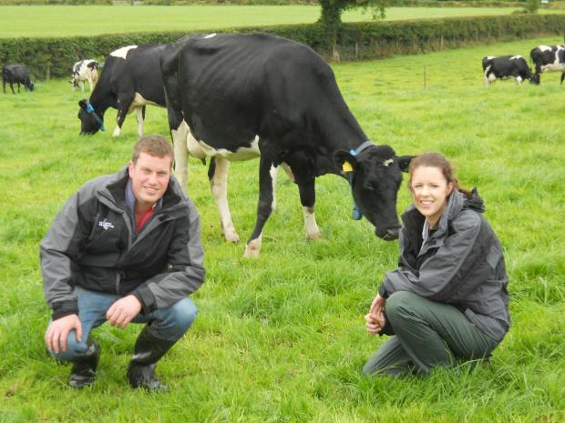 Host farmer David Hunter with Dr Debbie McConnell from AFBI discussing plans for the Dairy Innovation in Practice farm walks taking place on 12 -14 September.