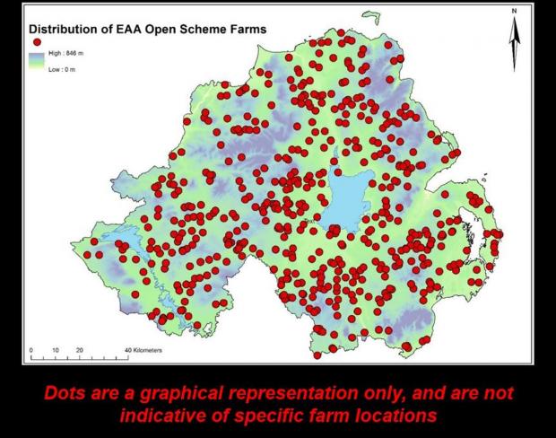 Map showing the geographic distribution of farms sampled in the Open Scheme Map showing the geographic distribution of farms sampled in the Open Scheme