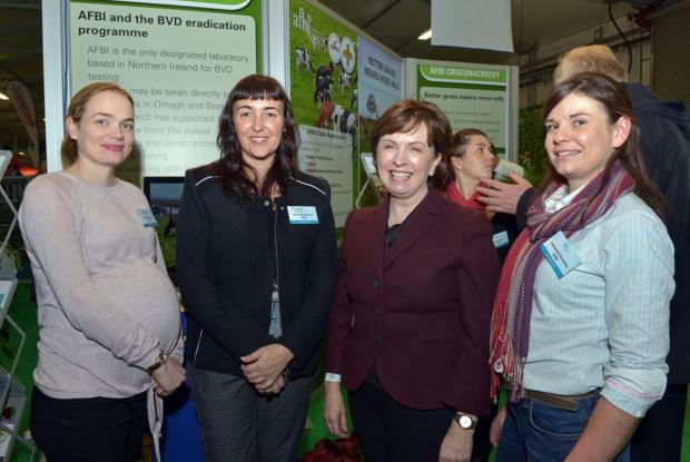 Siobhan Corry, Maria Guelbenzu and Catherine Forsythe (AFBI) pictured with MEP Diane Dodds