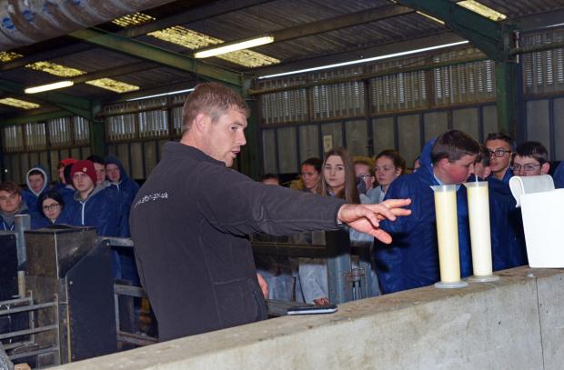 Andrew Brown demonstrates the benefits of providing quality colostrum to new born calves