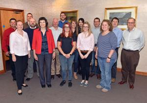 The AFBI team including Front Row (L-R) Dr Elizabeth Magowan (AFBI DCEO) and Dr Linda Farmer (Head of Food Research Branch) with visitors from Australia, Texas Tech University and a major Australian Beef Processor who recently met at AFBI Newforge