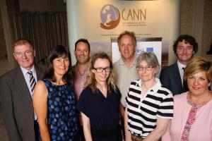 L-R: John Bailey, Mel Flexen, Colin Jennings, Yvonne McElarney, Robert Rosell, Allison Nelson, (all AFBI), Andrew King (SEUPB), and Martina Flynn (CANN Project Manager, Newry, Mourne & Down District Council).