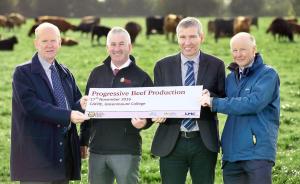 Dr Sinclair Mayne (AFBI), Victor Chestnutt (UFU), Ian Stevenson (LMC) and Dr Eric Long (CAFRE) launch plans of the 'Progressive Beef Production' conference