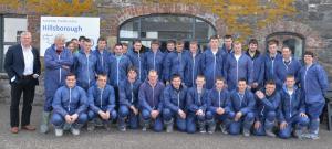 Chris Johnston (AFBI) with Students from Gurteen College who visited the research farm facilities at AFBI Hillsborough in Co Down.