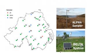 28 new NH3 monitoring locations in NI under the DAERA-funded AFBI project in collaboration with UKCEH, and ALPHA® and DELTA® NH3 sampling equipment used across the network.