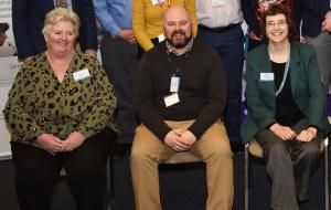 Pictured (L-R) Joan Tollerton, Dave Farrell and Linda Farmer (AFBI)