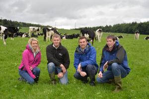 AFBI Hillsborough Dairy Open Day features rearing dairy heifers to maximise lifetime performance. Pictured members of the youngstock research team (L-R Amanda Dunn, Andrew Brown, Dr Steven Morrison and Dr Austen Ashfield).