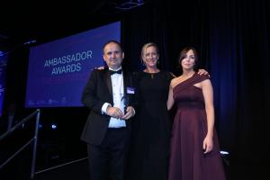 Professor Nicolae Corcionovischi receiving his award