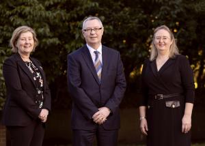 Katrina Godfrey (DAERA Permanent Secretary), Stanley McDowell (AFBI CEO) and Elizabeth Magowan (AFBI Director)