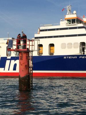 The new weather and sea data station being upgraded in Belfast Lough.