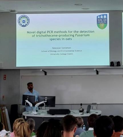 Natarajan Subramani demonstrating novel digital PCR methods for the detection of trichothecene producing Fusarium species in oats